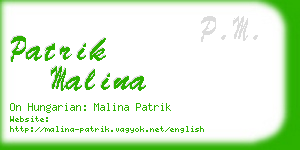 patrik malina business card